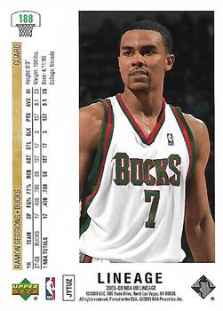 2008-09 Upper Deck Lineage #188 Ramon Sessions Back