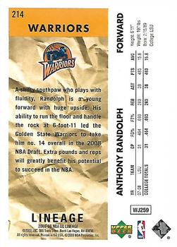 2008-09 Upper Deck Lineage #214 Anthony Randolph Back
