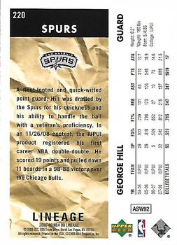 2008-09 Upper Deck Lineage #220 George Hill Back