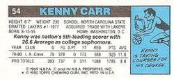 1980-81 Topps - Singles #54 Kenny Carr Back