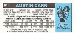 1980-81 Topps - Singles #61 Austin Carr Back