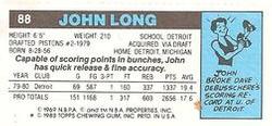 1980-81 Topps - Singles #88 John Long Back