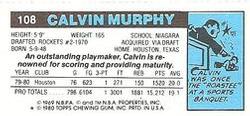 1980-81 Topps - Singles #108 Calvin Murphy Back
