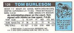 1980-81 Topps - Singles #126 Tom Burleson Back