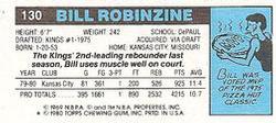 1980-81 Topps - Singles #130 Bill Robinzine Back