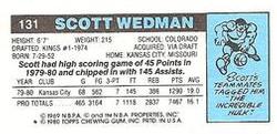 1980-81 Topps - Singles #131 Scott Wedman Back
