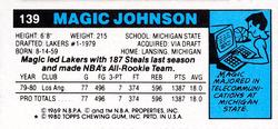 1980-81 Topps - Singles #139 Magic Johnson Back
