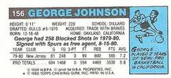 1980-81 Topps - Singles #156 George Johnson Back