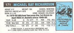 1980-81 Topps - Singles #171 Micheal Ray Richardson Back
