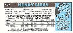 1980-81 Topps - Singles #177 Henry Bibby Back