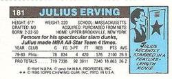 1980-81 Topps - Singles #181 Julius Erving Back