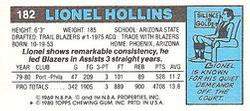 1980-81 Topps - Singles #182 Lionel Hollins Back