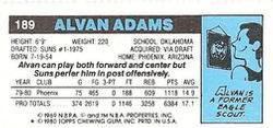 1980-81 Topps - Singles #189 Alvan Adams Back