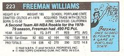 1980-81 Topps - Singles #223 Freeman Williams Back