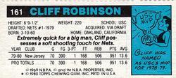1980-81 Topps - Singles #161 Cliff Robinson Back