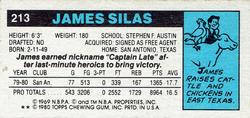 1980-81 Topps - Singles #213 James Silas Back