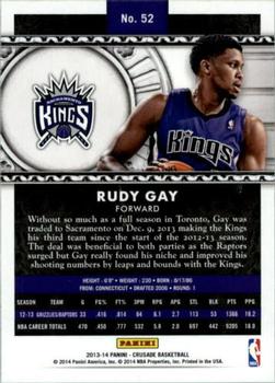 2013-14 Panini Crusade - Gold #52 Rudy Gay Back