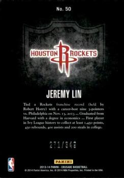2013-14 Panini Crusade - Crusade Red #50 Jeremy Lin Back