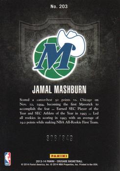 2013-14 Panini Crusade - Crusade Red #203 Jamal Mashburn Back