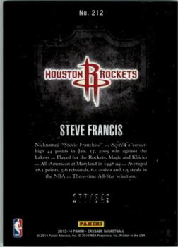 2013-14 Panini Crusade - Crusade Red #212 Steve Francis Back