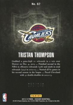 2013-14 Panini Crusade - Crusade Teal #67 Tristan Thompson Back