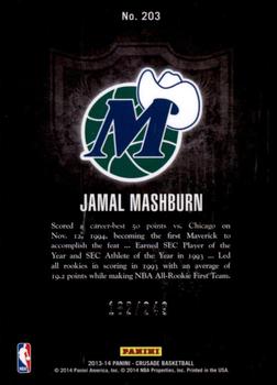 2013-14 Panini Crusade - Crusade Teal #203 Jamal Mashburn Back