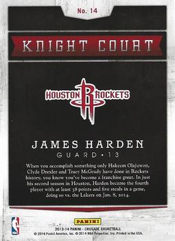 2013-14 Panini Crusade - Knight Court #14 James Harden Back