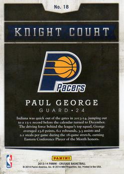 2013-14 Panini Crusade - Knight Court #18 Paul George Back