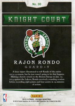 2013-14 Panini Crusade - Knight Court Silver #30 Rajon Rondo Back
