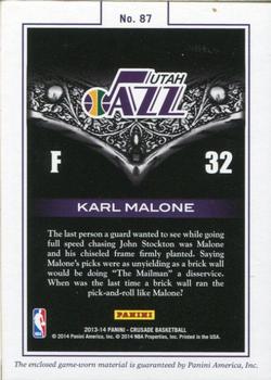 2013-14 Panini Crusade - Majestic Memorabilia #87 Karl Malone Back