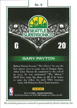 2013-14 Panini Crusade - Majestic Memorabilia #9 Gary Payton Back