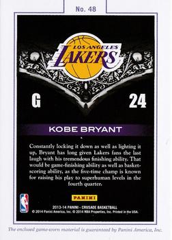 2013-14 Panini Crusade - Majestic Memorabilia #48 Kobe Bryant Back