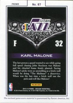 2013-14 Panini Crusade - Majestic Memorabilia Prime #87 Karl Malone Back
