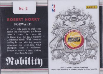 2013-14 Panini Crusade - Nobility #2 Robert Horry Back