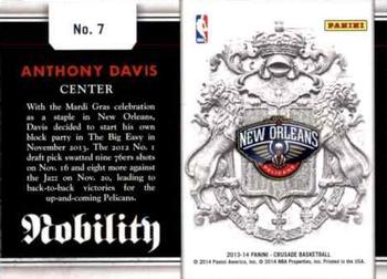 2013-14 Panini Crusade - Nobility #7 Anthony Davis Back