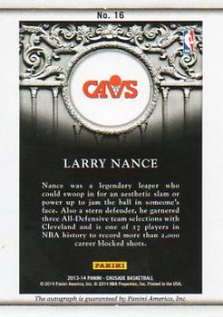 2013-14 Panini Crusade - Quest Autographs #16 Larry Nance Back