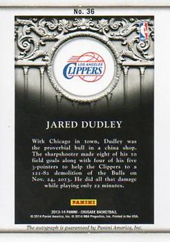 2013-14 Panini Crusade - Quest Autographs #36 Jared Dudley Back