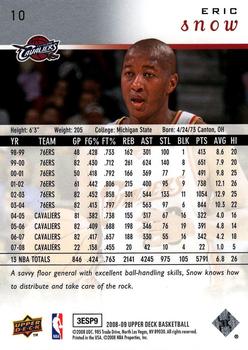 2008-09 Upper Deck Cleveland Cavaliers #10 Eric Snow Back