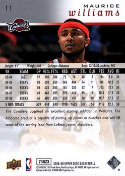 2008-09 Upper Deck Cleveland Cavaliers #11 Mo Williams Back