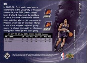 2001-02 Upper Deck Inspirations #99 Alton Ford / Shawn Marion Back