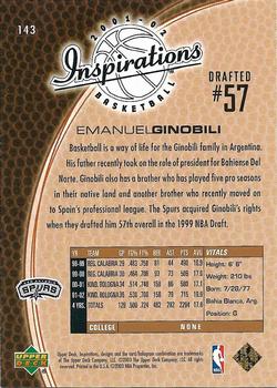 2001-02 Upper Deck Inspirations #143 Emanuel Ginobili Back