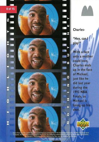 1994 Upper Deck Nothing But Net - Jumbo #8 Charles Barkley Back