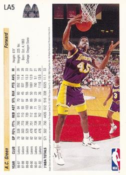 1992-93 Upper Deck McDonald's - Los Angeles Lakers #LA5 A.C. Green Back