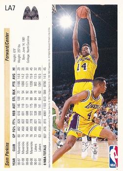 1992-93 Upper Deck McDonald's - Los Angeles Lakers #LA7 Sam Perkins Back