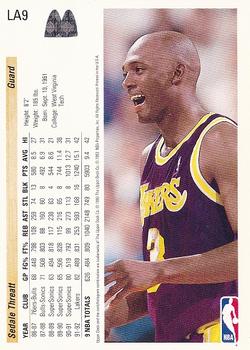 1992-93 Upper Deck McDonald's - Los Angeles Lakers #LA9 Sedale Threatt Back
