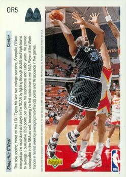 1992-93 Upper Deck McDonald's - Orlando Magic #OR5 Shaquille O'Neal Back