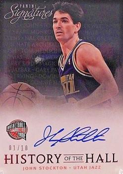 2013-14 Panini Signatures - History of the Hall Autographs Red #2 John Stockton Front