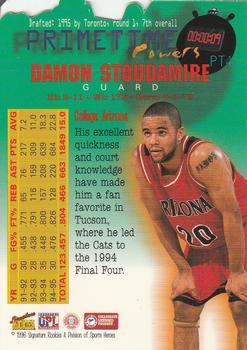 1996 Signature Rookies Premier - Primetime Powers #PT4 Damon Stoudamire Back