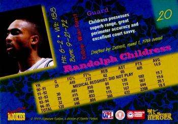 1996 Signature Rookies Basketball Sports Heroes #20 Randolph Childress Back