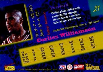 1996 Signature Rookies Basketball Sports Heroes #21 Corliss Williamson Back